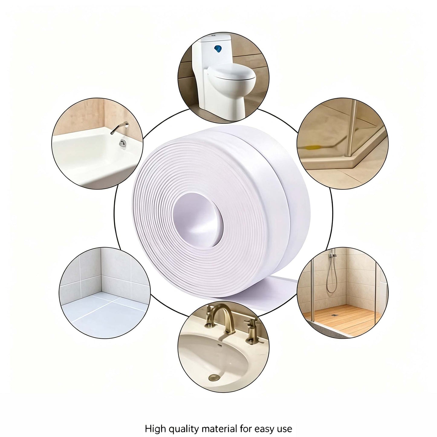 🚰 Self-Adhesive White Caulk Tape – PE Waterproof Sealant Strip, 3.2M Length, Strong Adhesion, Easy-to-Apply for Bathroom & Kitchen Edge Protection