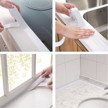 🚰 Self-Adhesive White Caulk Tape – PE Waterproof Sealant Strip, 3.2M Length, Strong Adhesion, Easy-to-Apply for Bathroom & Kitchen Edge Protection