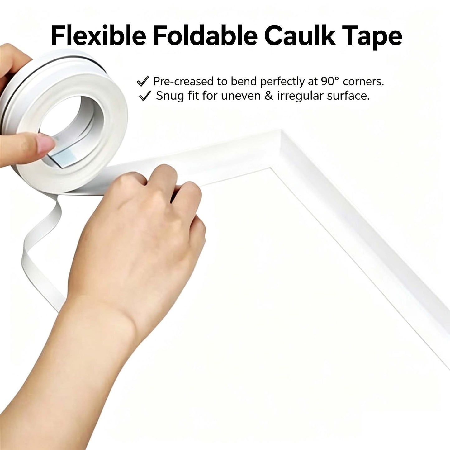🚰 Self-Adhesive White Caulk Tape – PE Waterproof Sealant Strip, 3.2M Length, Strong Adhesion, Easy-to-Apply for Bathroom & Kitchen Edge Protection