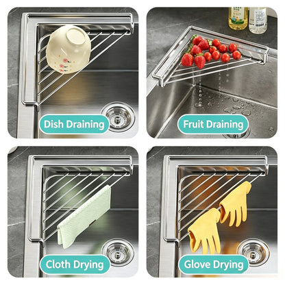 Stainless Steel Corner Sink Rack – Drain & Organize