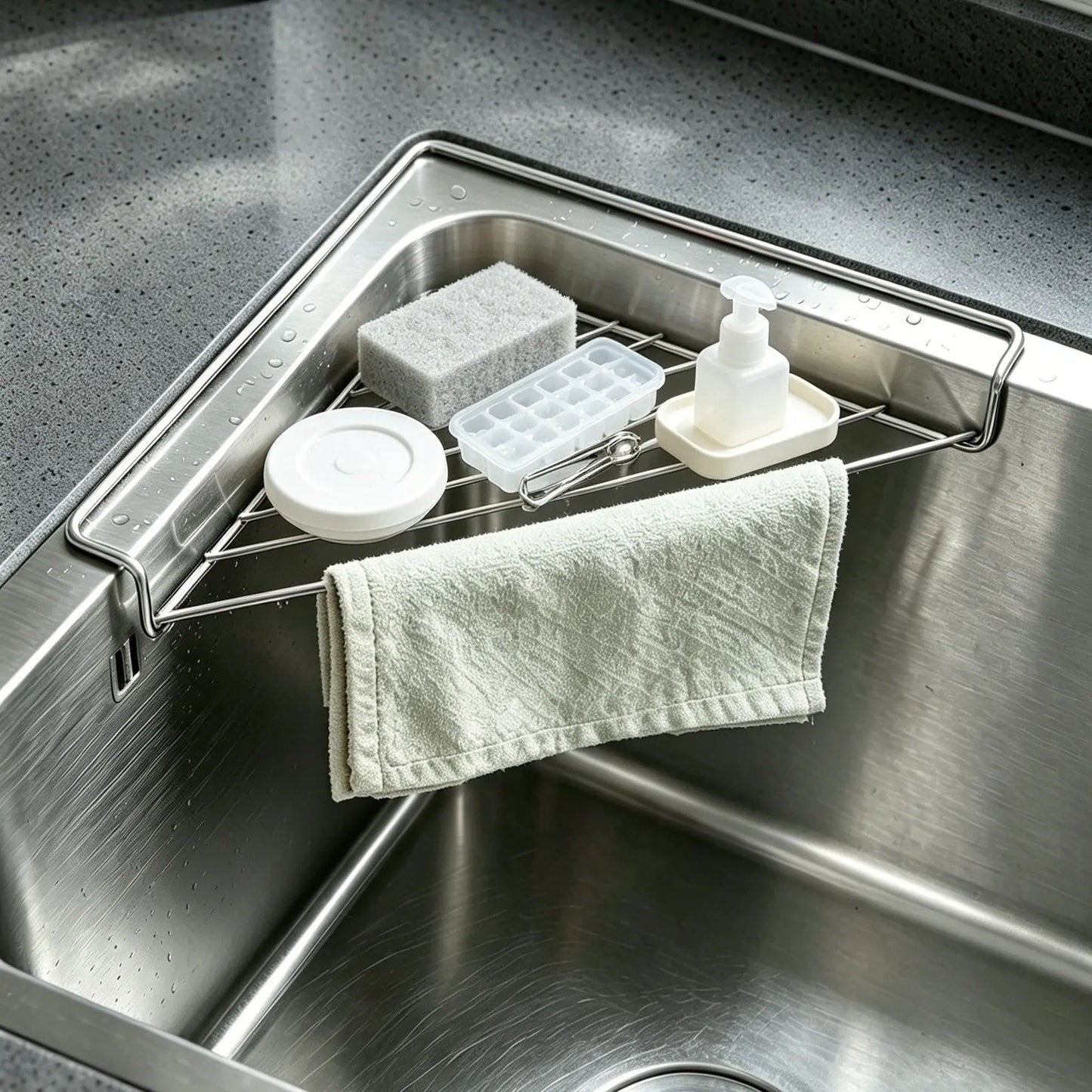 Stainless Steel Corner Sink Rack – Drain & Organize