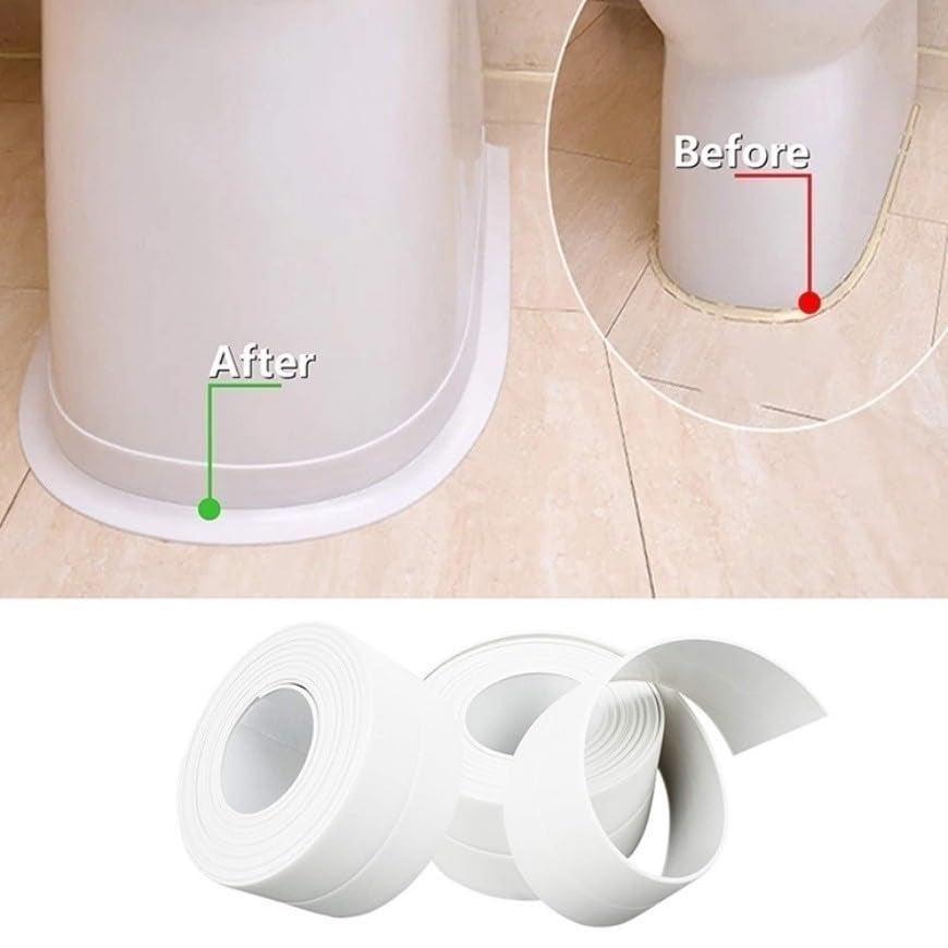 🚰 Self-Adhesive White Caulk Tape – PE Waterproof Sealant Strip, 3.2M Length, Strong Adhesion, Easy-to-Apply for Bathroom & Kitchen Edge Protection