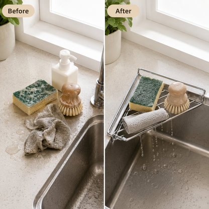 Stainless Steel Corner Sink Rack – Drain & Organize
