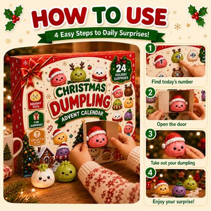 🎄 2026 Christmas Advent Calendar: Mini Dumpling Squishies, 24 Days of Squishy Stress Relief 🥟✨