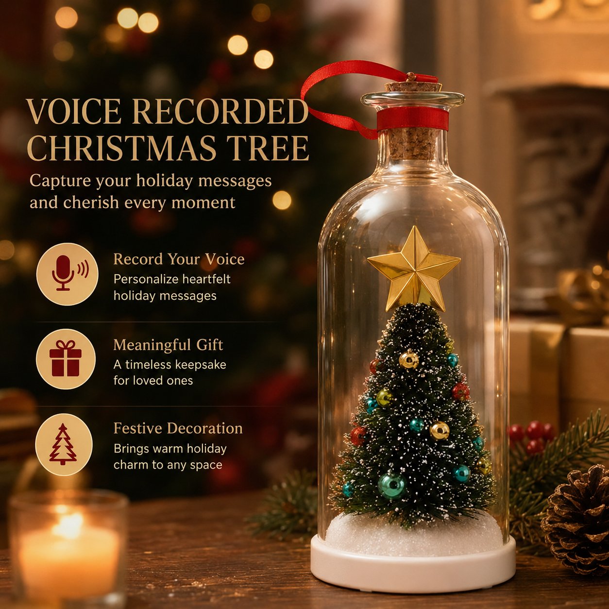 Little Voices Recordable Christmas Memory Bottle Ornament